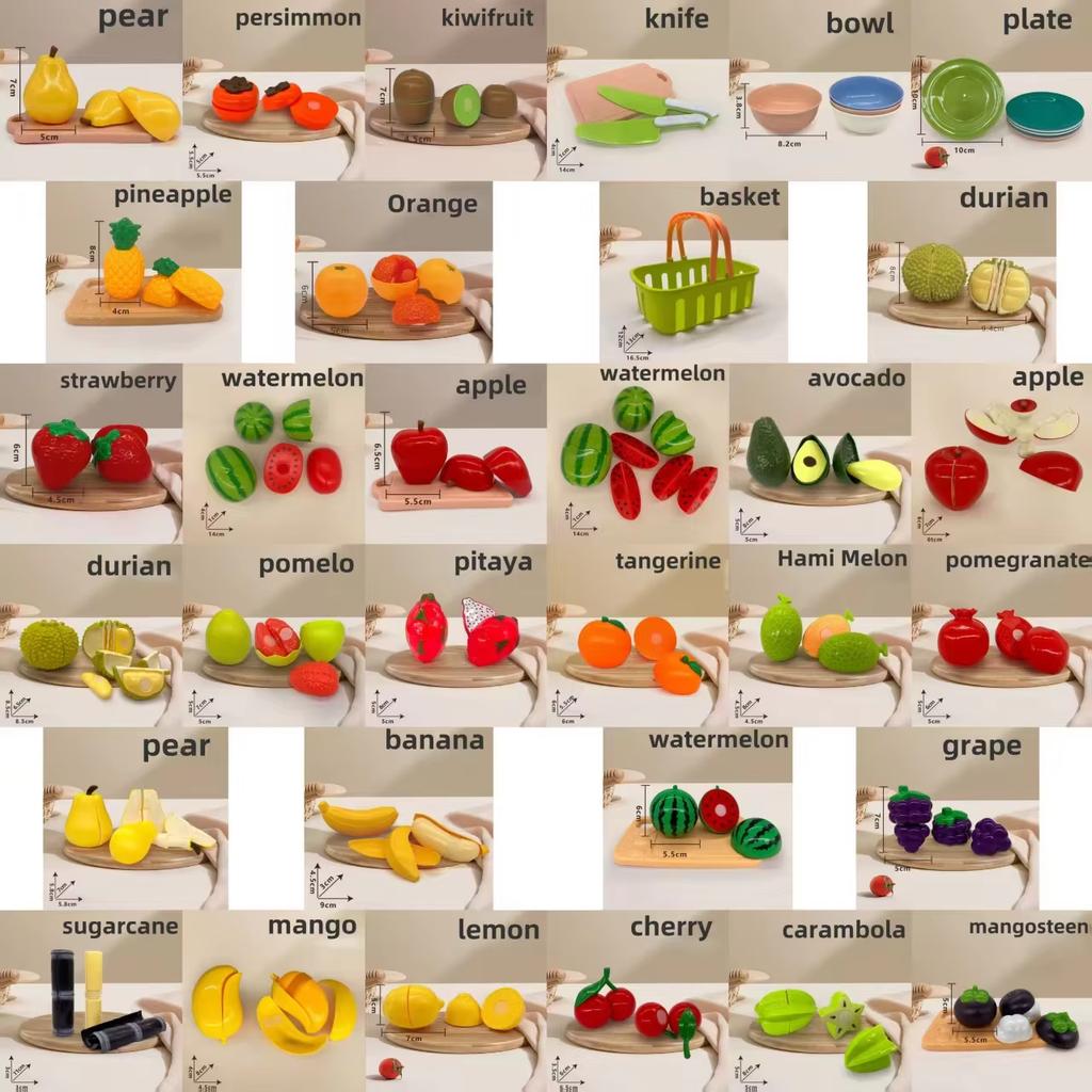 Kids Mini Kitchen Toy Pretends Play Simulated Food Hamburger Vegetables and fruits  Accessories for Children Educational Gift