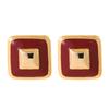 French Retro Personalized Small Fragrant Enamel Drip Glaze Geometric Square Stud Earrings Simple and Exquisite Commuter Daily Earrings