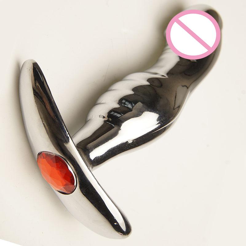Metal Anal Dildo Sex Toys,Curved Butt Plug,Ass Anus Dilator,Analplug Buttplug With Jewelry Base,Prosate Massager