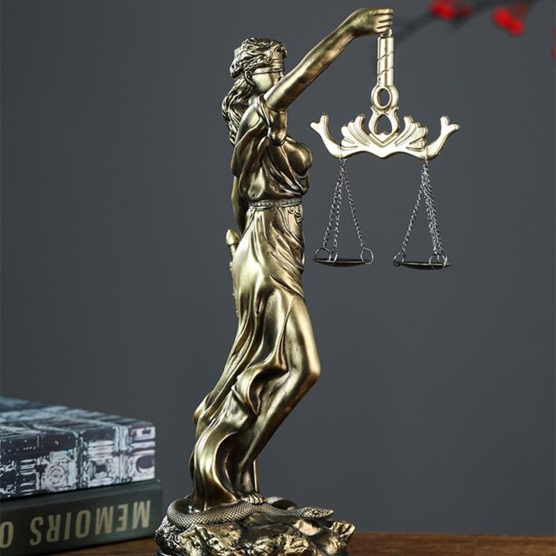 Escultura Diosa de la Justicia Dama de la Ley Vendada Figura de Resina Mujer de la Equidad Estatua con Balanza para Decoración de Abogados Regalo