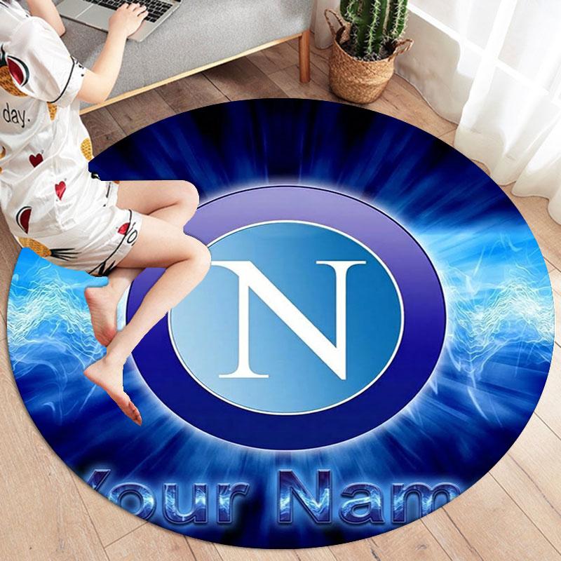 SSC Napoli Custom Name Round Area Rug,Carpet Rug for Living Room Bedroom Sofa Playroom Decor,Non-slip Floor Mat