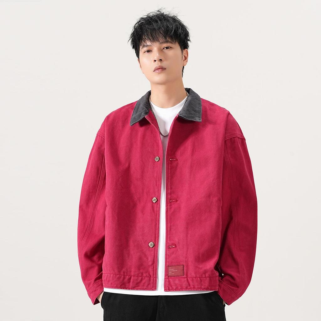 Wszechstronna męska kurtka casual z klapami: Modny, Luźny, Prosty, Z metką, Odpowiedni na jesień/zimę, Opcjonalna podszewka.