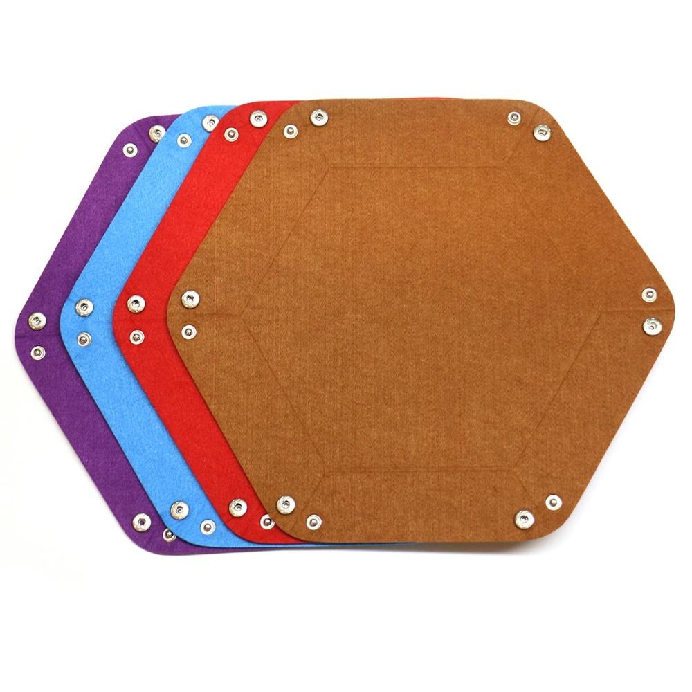 1Pc Dice Tray Set Foldable Dice Trays Hexagon Dice Rolling Tray Felt Dice Holder For Dice Games Like Rpg, And Other Table Games