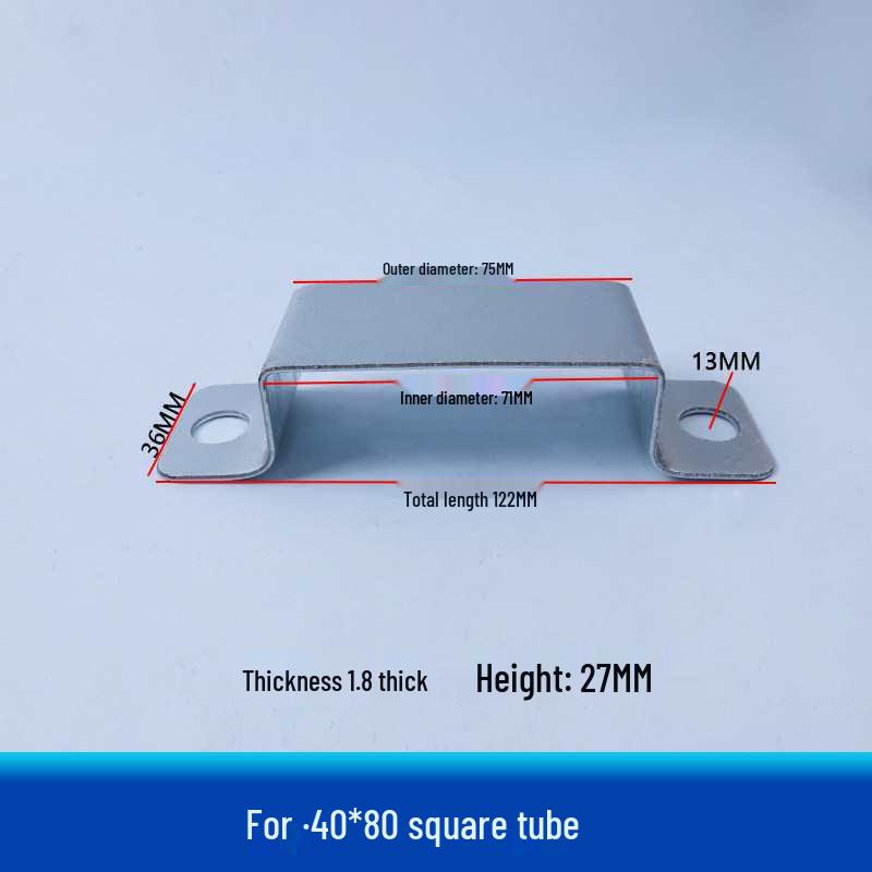 Square Tube C-Shaped Connector Base with Inner Slot and Solderless Guardrail Accessory