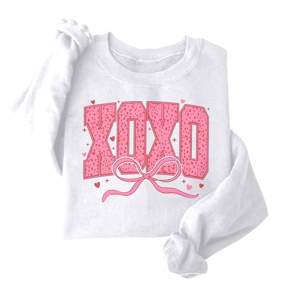 Damenmode Langarm Lockerer Valentinstag Bedrucktes Rundhals-Sweatshirt