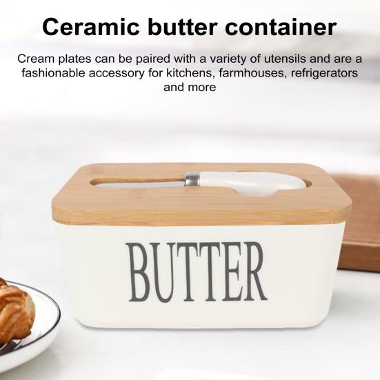 Beurrier Avec Couvercle Pour Comptoir En Céramique Avec Poignée à Bouton - Passe Au Lave-vaisselle - Grand Support De Rangement Pour Cuisine - Cadeau élégant Pour Femme, Mère, Pendaison De Crémaillère