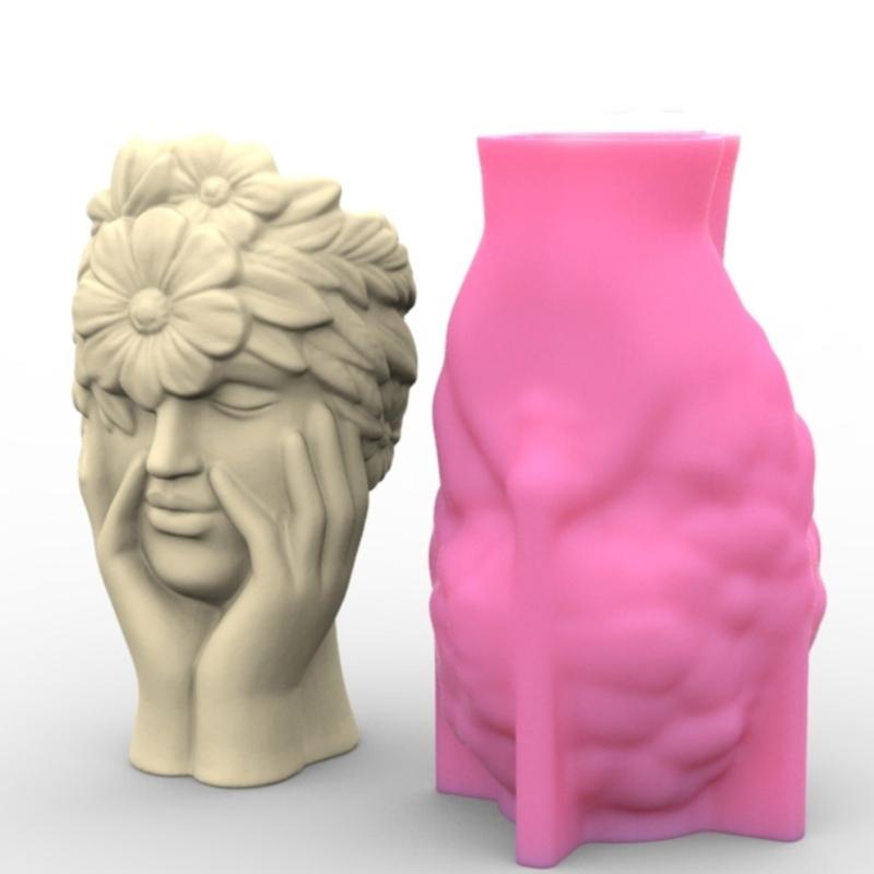 Blumenmädchen-Vasenformen, einzigartige Blumentöpfe, Silikonform zur Herstellung von Pflanzgefäßen, Blumenarrangements, Kunstharzformen, Heimdekor