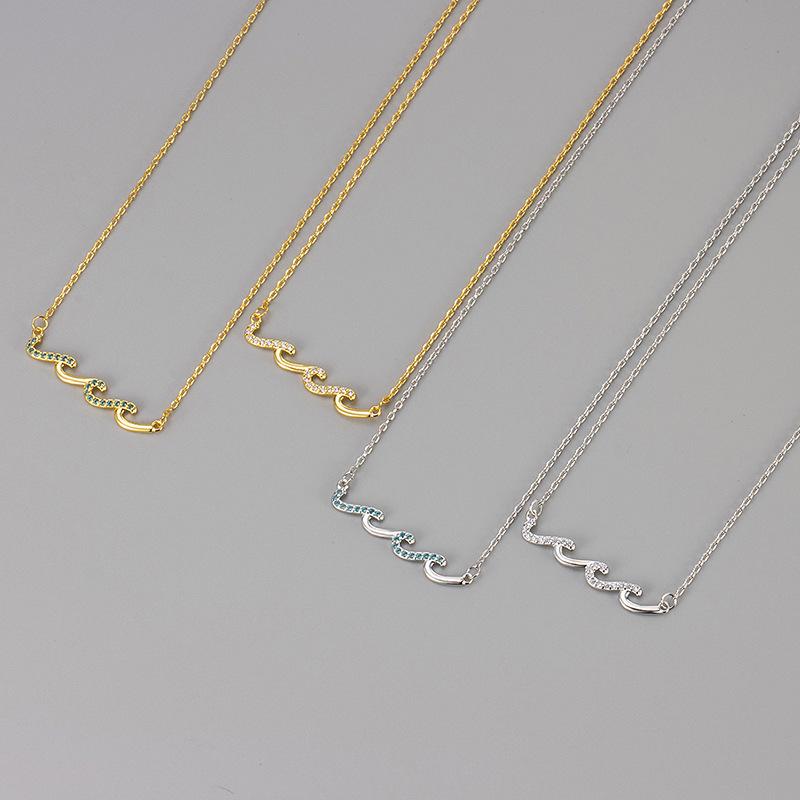 Europäische & Amerikanische Diamantbesetzte Wellen-Halskette - Eleganter, Vielseitiger, Hochwertiger Luxus-Schmuck für Damen