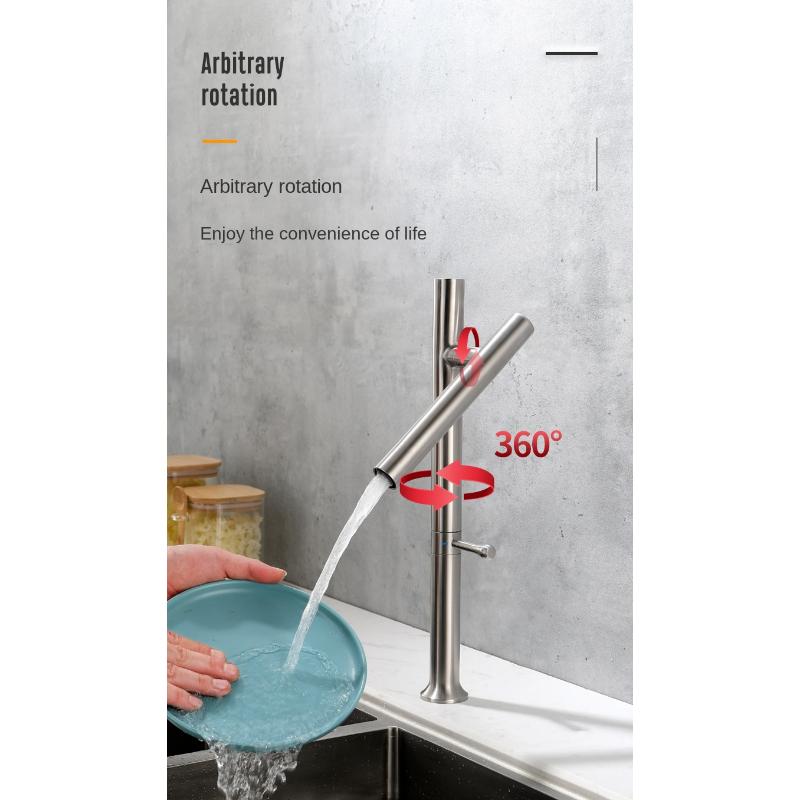 Stainless Steel Kitchen Faucet Cold and Hot Dual Control Brushed Vegetable Basin Faucet Mixer Tap