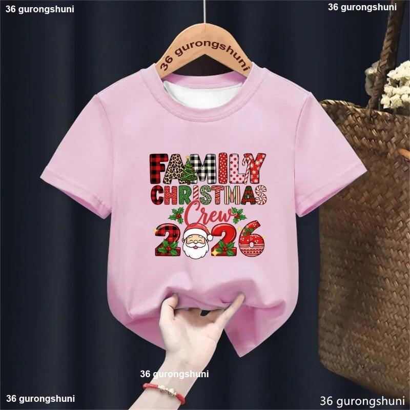 Christmas Fashion 2026 Christmas Crew Print Pattern Cute Men's and Women's T-shirt Christmas Short Sleeved Quick Drying T-shirt