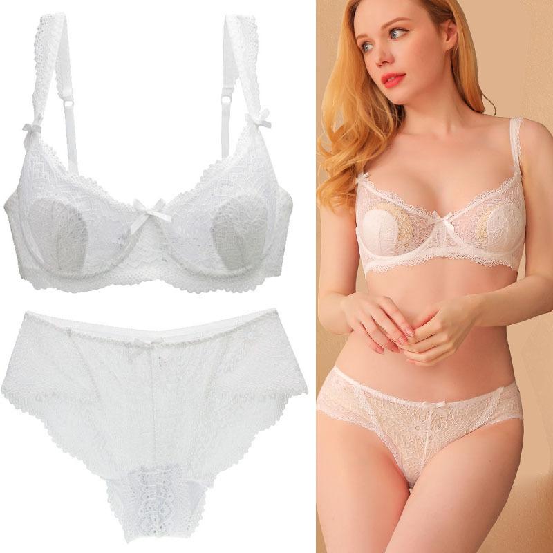 Europäisches und Amerikanisches Stil Dessous-Set mit Sexy Spitze Durchsichtiger Slip und Ein Push-up-BH zur Betonung Großer Brüste