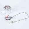 Sink Drain Assembly for Trailer and Boat Use, Angled Side Outlet Drain Fitting with Cap Chain, Plastic Body and Stainless Trim for Sink Repair