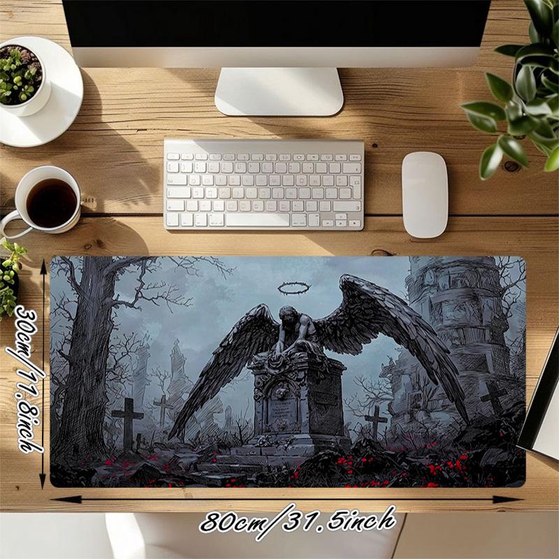 Angel Grave Xl Gaming Mouse Pad Nonslip Rubber Base Stitched Edge Waterproof Desk Mat For Pc Laptop Gamer Office Computer Accessories C929479