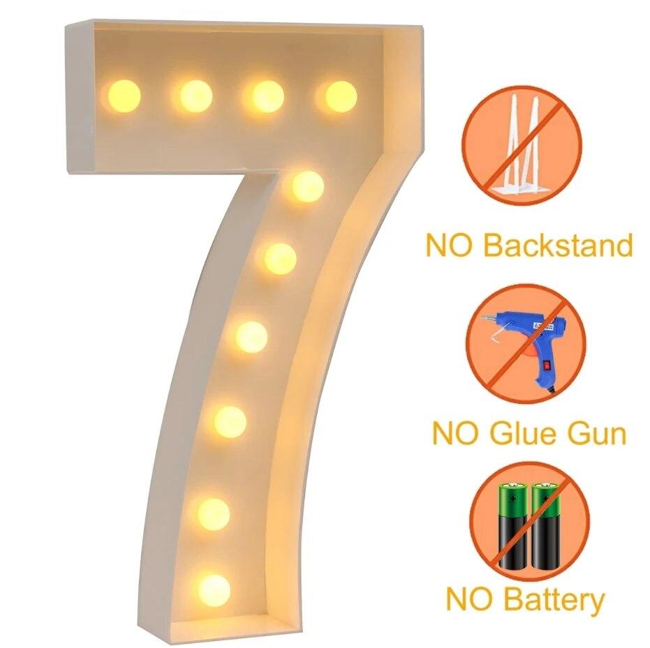 93CM Warm Light Giant Number 0-9 Frame Box Balloon Filling Box Wedding Chrismas Decoration 2025 Party Birthday Xmas Decor