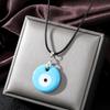 Color Glass Blue Evil Eyes Pendant Necklace Women Men Round Turkish Lucky Eye