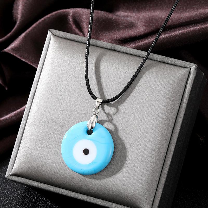 Color Glass Blue Evil Eyes Pendant Necklace Women Men Round Turkish Lucky Eye