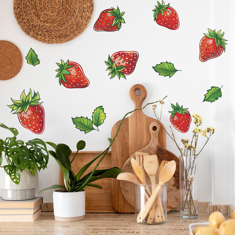 Bemalte Erdbeere DIY Küche Restaurant Kühlschrankaufkleber Heimhintergrund Verschönerung Wandaufkleber