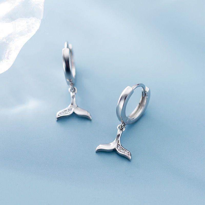 Female Fresh Mermaid Tail Sweet Earrings 1 pair белый/золотой