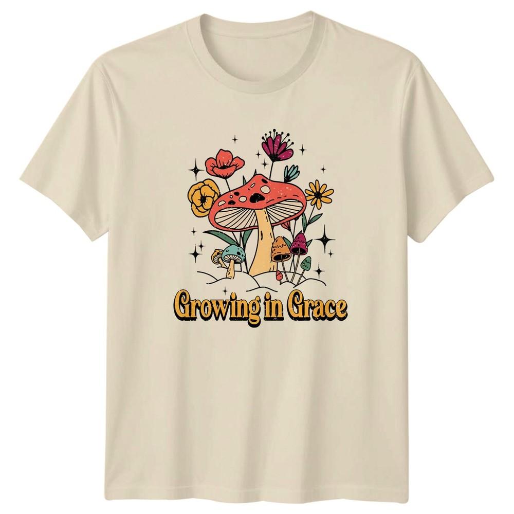 Growing In Grace Unisexs TShirt Mushroom Floral Gift For Her