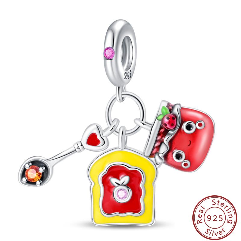 Dessert Afternoon Tea Series Copper Coffee Cake Pizza Fries Sweet Charms Beads 3Mm Diy Fine Jewelry Making