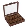 Wooden Watch Display Case Dustproof Glass Lid 4 Slot Compact Watch Storage Box for Women Small Wristwatch Jewelry Storage