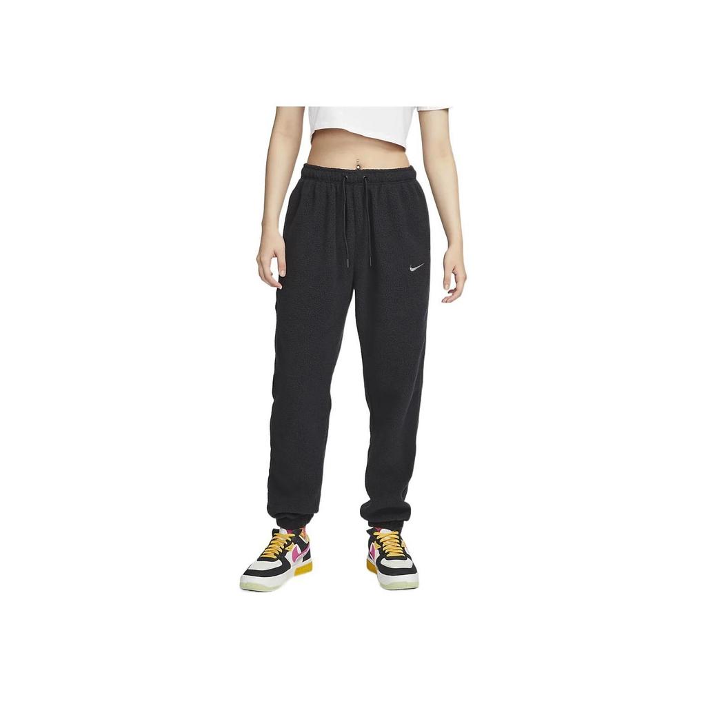 Nike Solid Logo Embroidered Fleece Jogger Pants Women Bottoms Black DQ6813-010