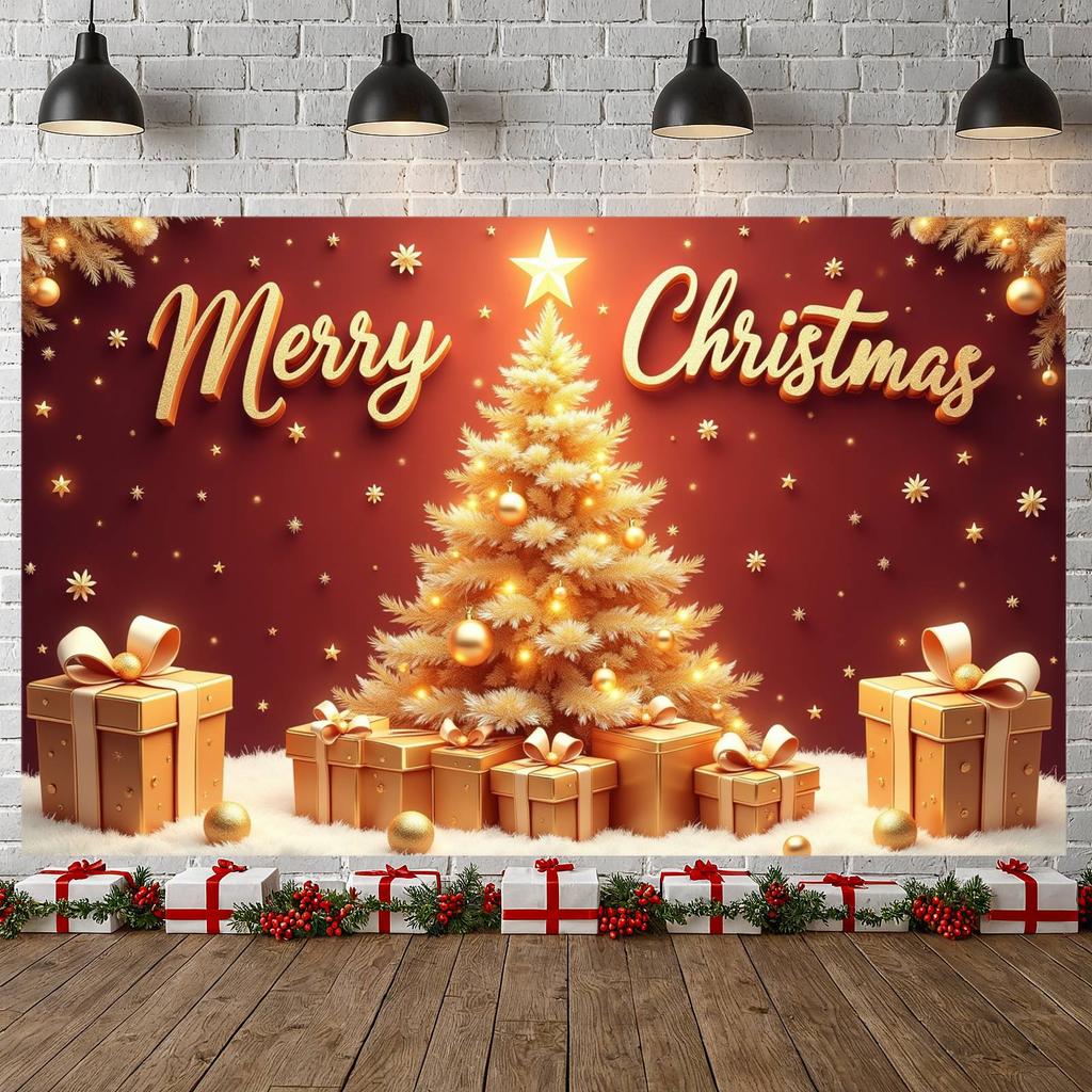 Christmas Banner Red Background Christmas Party Banner Xmas Banner Xmas For Holiday Celebration Xmas Event Christmas Party