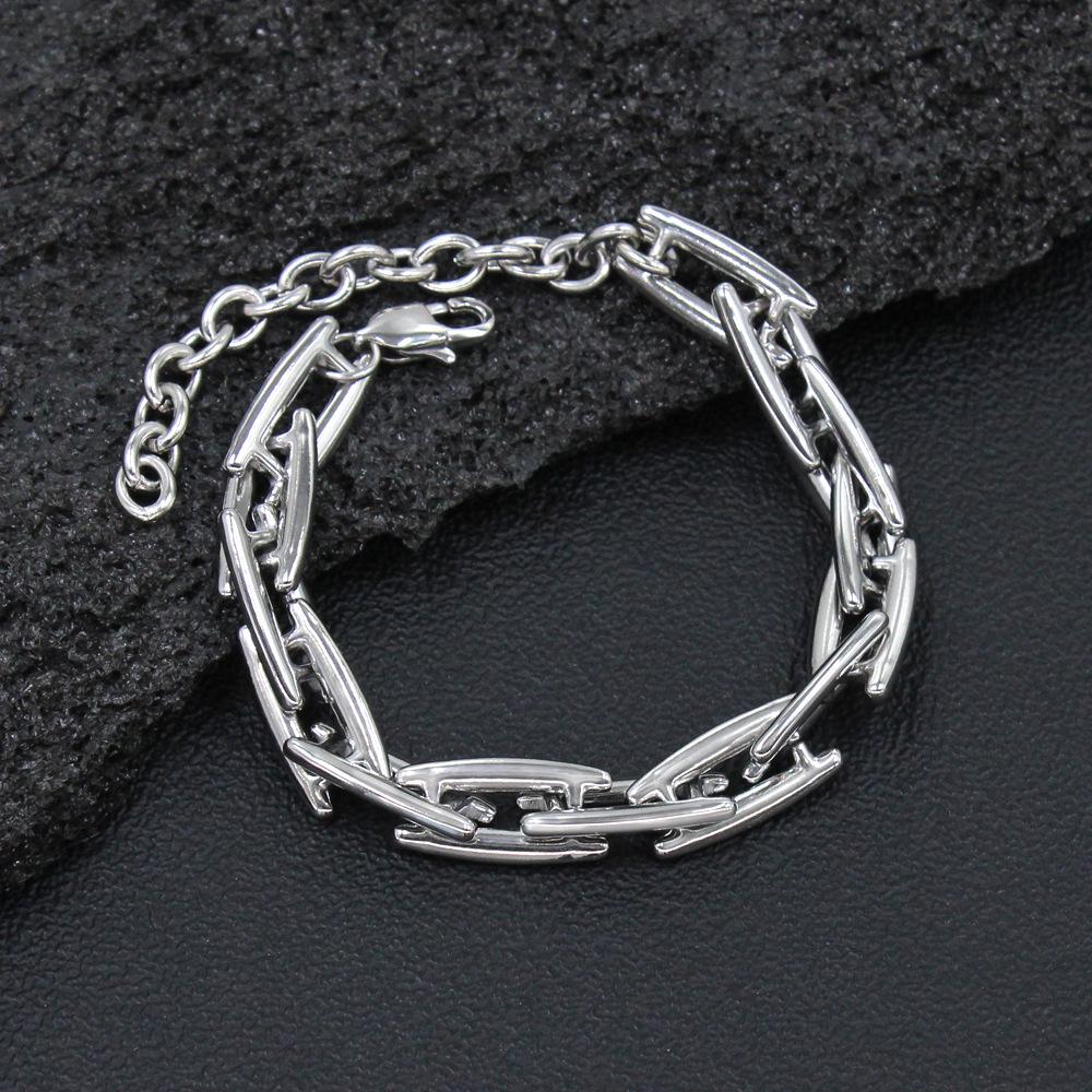 Elegant Mouth-Shaped Titanium Steel Necklace & Bracelet Set - Japanese Korean Style