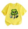 Kids Boys Girls 100% Cotton Crew Neck Short Sleeve T-Shirt, Cool Four Leaf Clover Sunglasses Soccer St Patricks Day Cartoon Print Casual Cute Sport Te