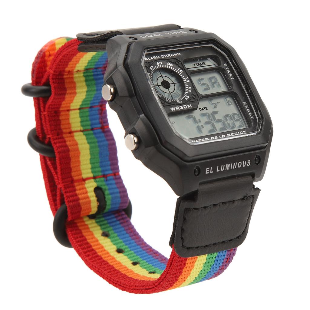 Digital Chronograph Watch Luminous Waterproof Multi Function Retro Style Square Electronic Watch 6 Colors