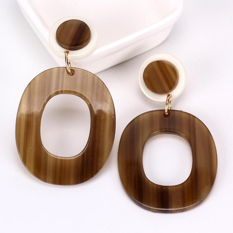 Suijue Jewelry Nna Same Acetic Acid Version Translucent Brown Irregular Texture Earrings