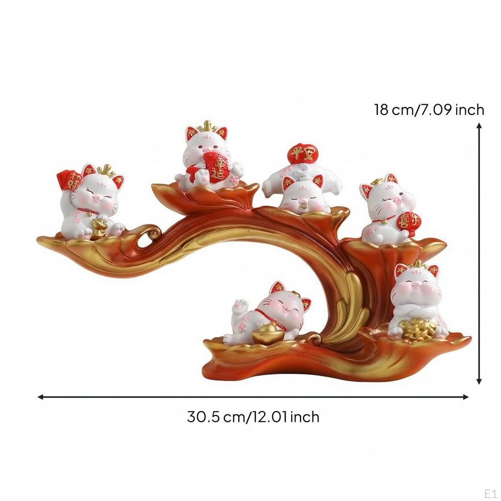 Fortune Cat Ornament with Stand Cute Compact