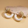 Acrylic round splicing C-shaped silver needle stud earrings versatile commuter sexy earrings