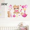 Durable Wall Decals for Playroom Cute Bear Stickers Kids Room, PVC Waterproof Cartoon Animal Versatile Decor Home Office Decals, Removable Art