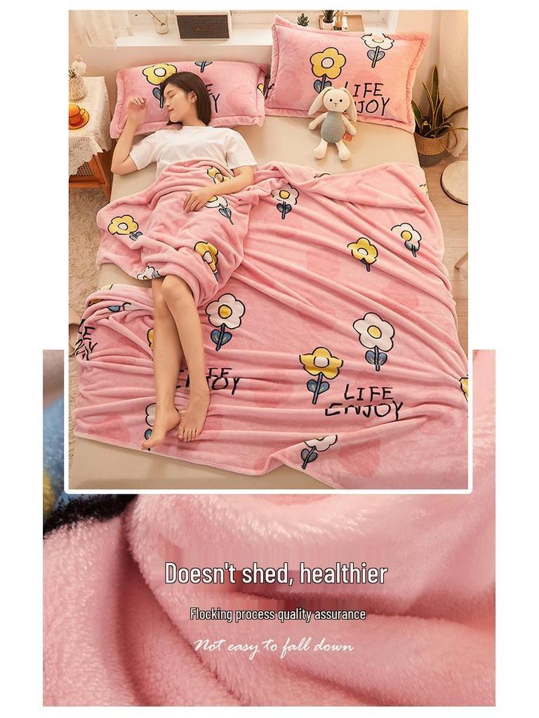 Dual-Use Flannel Throw & Bed Sheet: Thick, Warm, Winter & All-Season Blanket for Dorm or Home, Single/Double