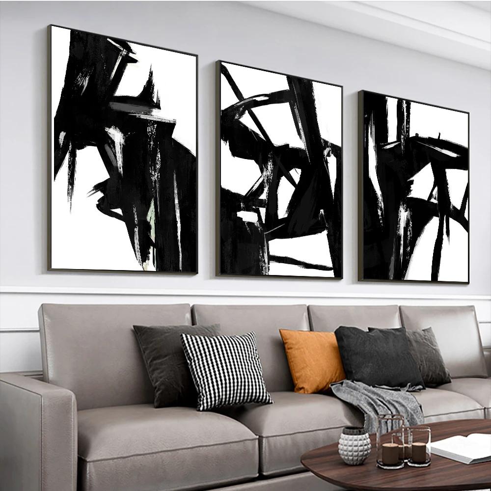 Black Abstract Wall Posters Pictures Vintage Scandinavian Decor Canvas Interior Paintings Living Room Home Decoration