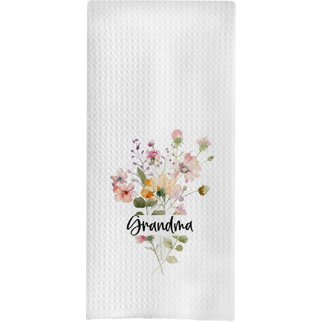 Grandma Flower Floral Kitchen Towels,Wildflower,Hand Towels,Gifts for Grandma Grandmother,16x24 Inch