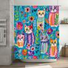 Colorful Cat Shower Curtain Blue Floral Pattern for Bathroom Decor Polyester Fabric 180x245cm Buy on .com