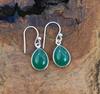 Solid 925 Sterling Silver Green Onyx Pear Cabochon Gemstone Handmade Dangle Earring Boho Jewelry