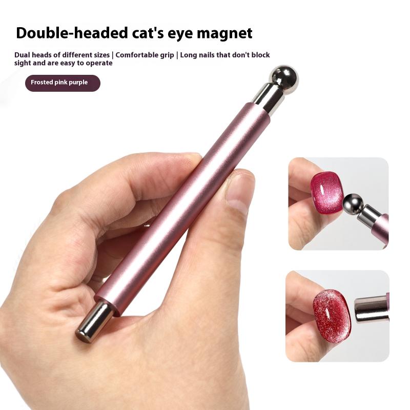 

Магнитная палочка для маникюра «кошачий глаз» с двумя концами и стальными шариками, суперсильный магнит для гель-лака, ручка-магнит для маникюра розовый