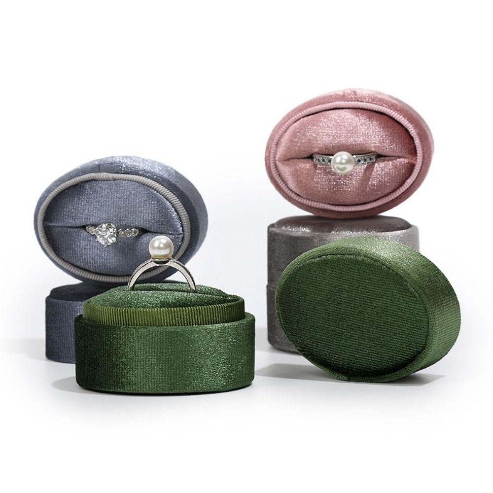 Single Oval Ring Box Velvet Material Jewelry Box New Velvet Ring Box