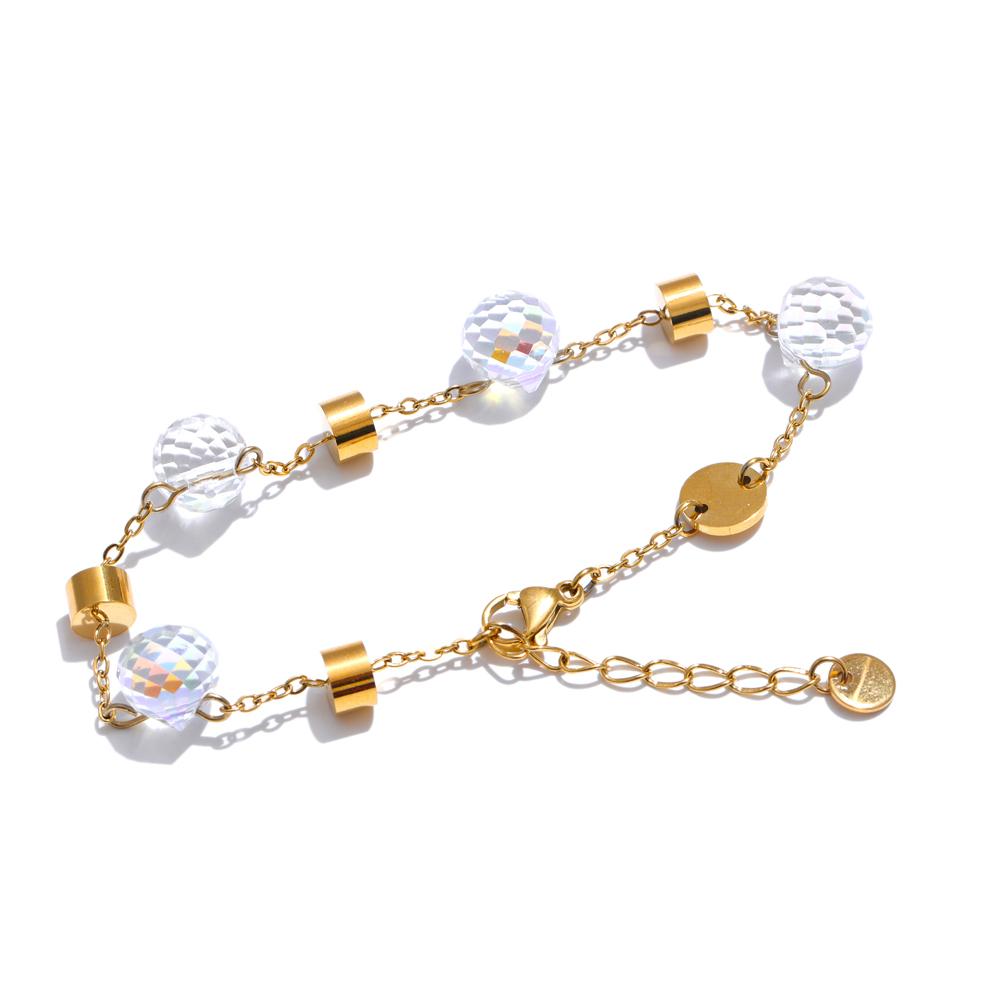 

Yhpup Exquisite Stainless Steel Crystal Chain Necklace Bracelet for Women Water Resistant Chic Popular Jewelry Accessories