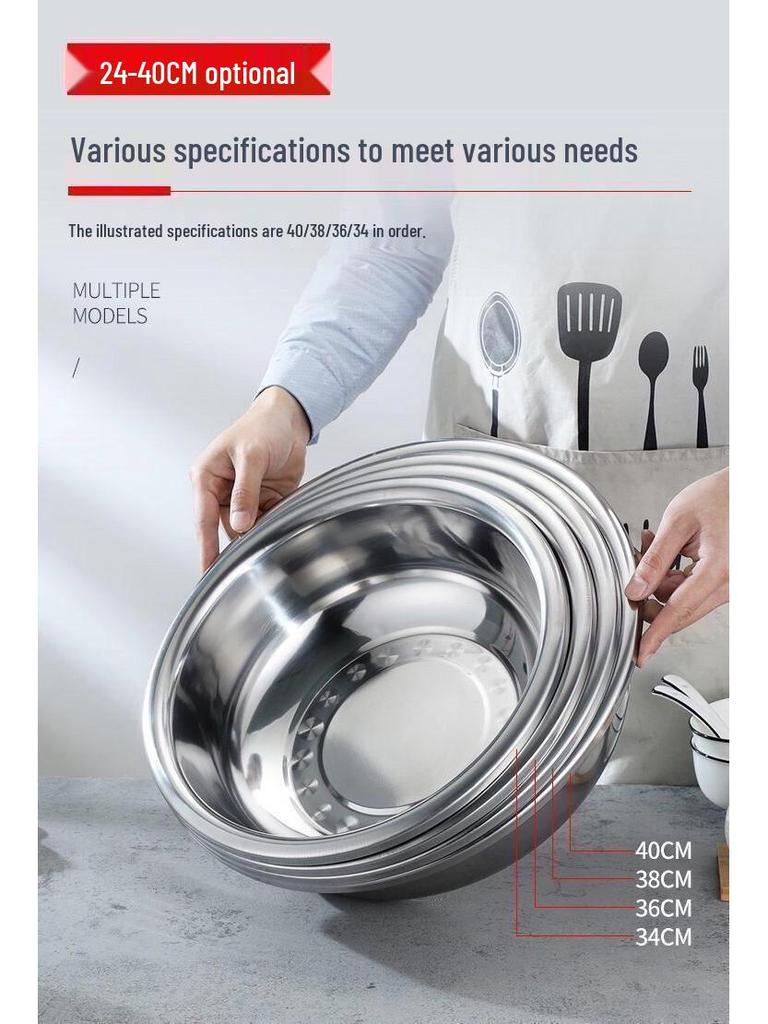 Extra Thick Non-Magnetic Stainless Steel Basin for Vegetables, Dough, and Face Washing