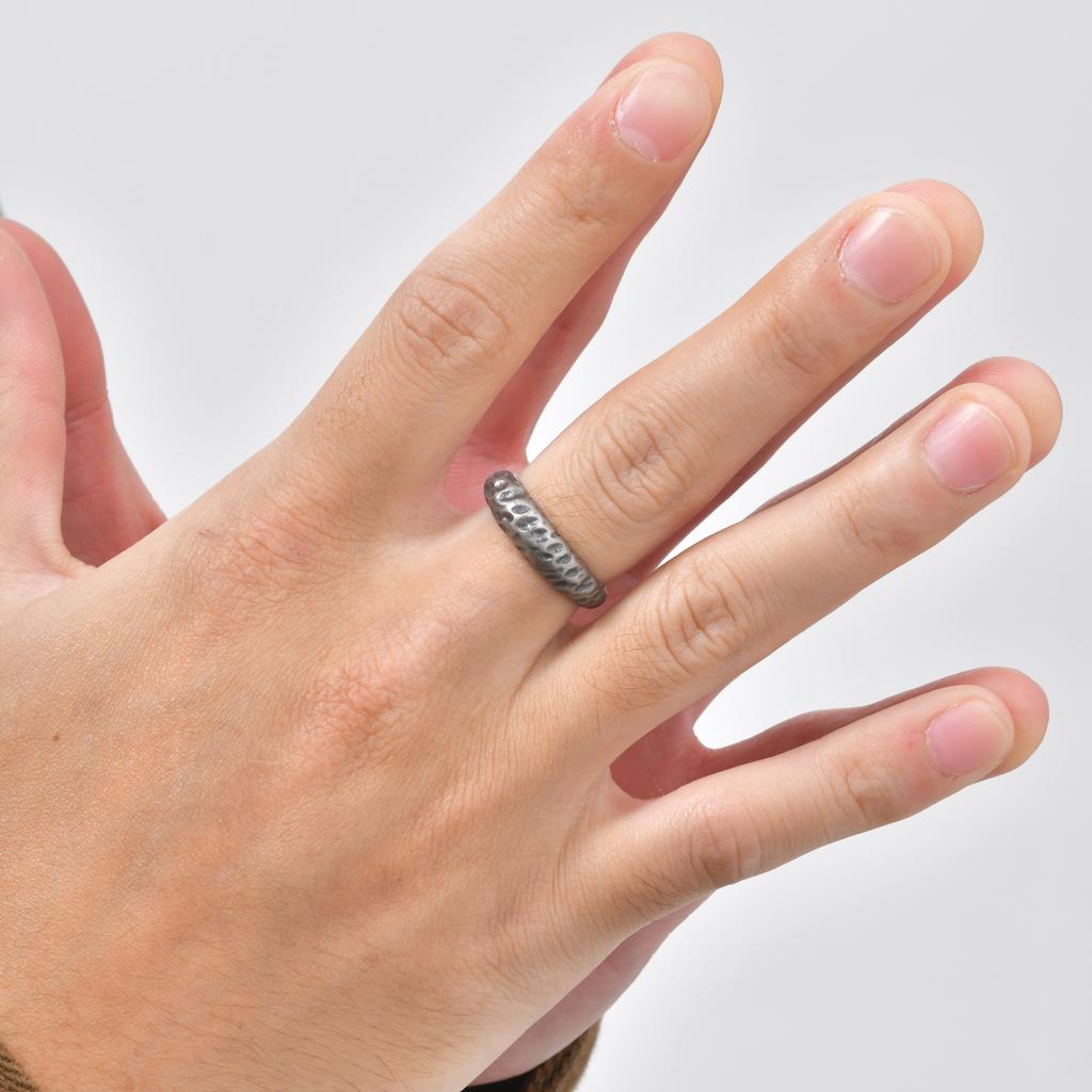 Vnox Herren Vintage Unregelmäßiger Konkaver Ring, 6 mm Breit Edelstahl Punk Retro Graue Ringe, Endlose Liebe Jahrestagsgeschenk für Ihn
