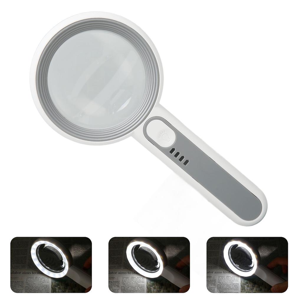 Handheld Magnifier Portable Rechargeable Optical Lens Touch Control LED Lighted Magnifier for Readin