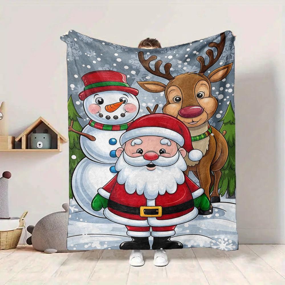1pc Christmas, Santa Claus Blanket Lightweight Flannel Blanket Throw Blanket For Sofa, Bed, Travel, Camping, Livingroom, Couch, Chair, And Bed Yy25090