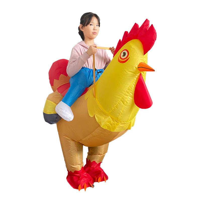 Colorful Feather Rooster Inflatable Costume - Children's Day Mascot Outfit for Outdoor Walking Performance
