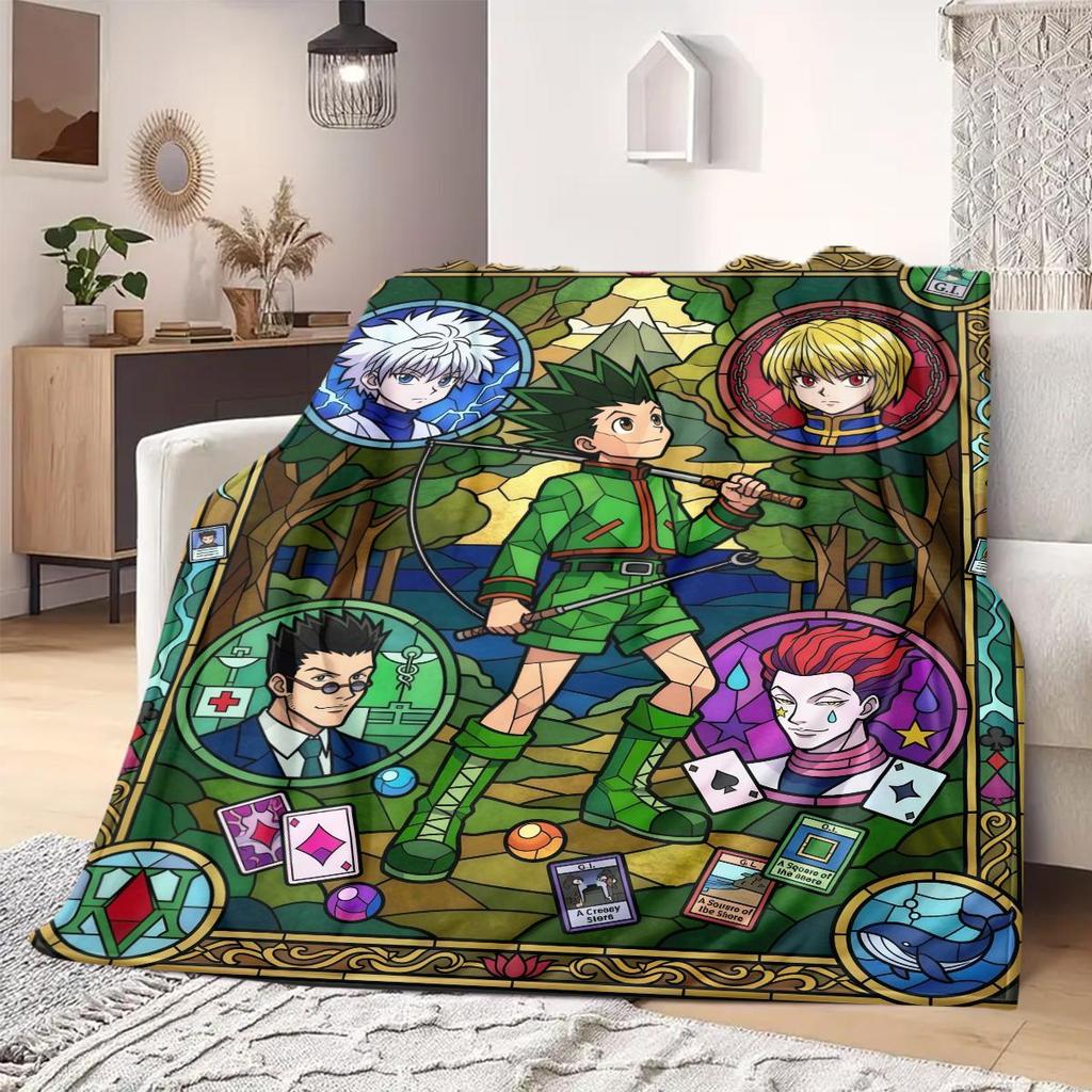 Hunter Anime Print Blanket Warm Comfortable Flannel Blanket Suitable for Bedrooms, Sofas, Beds, Chairs, Picnics, Travel