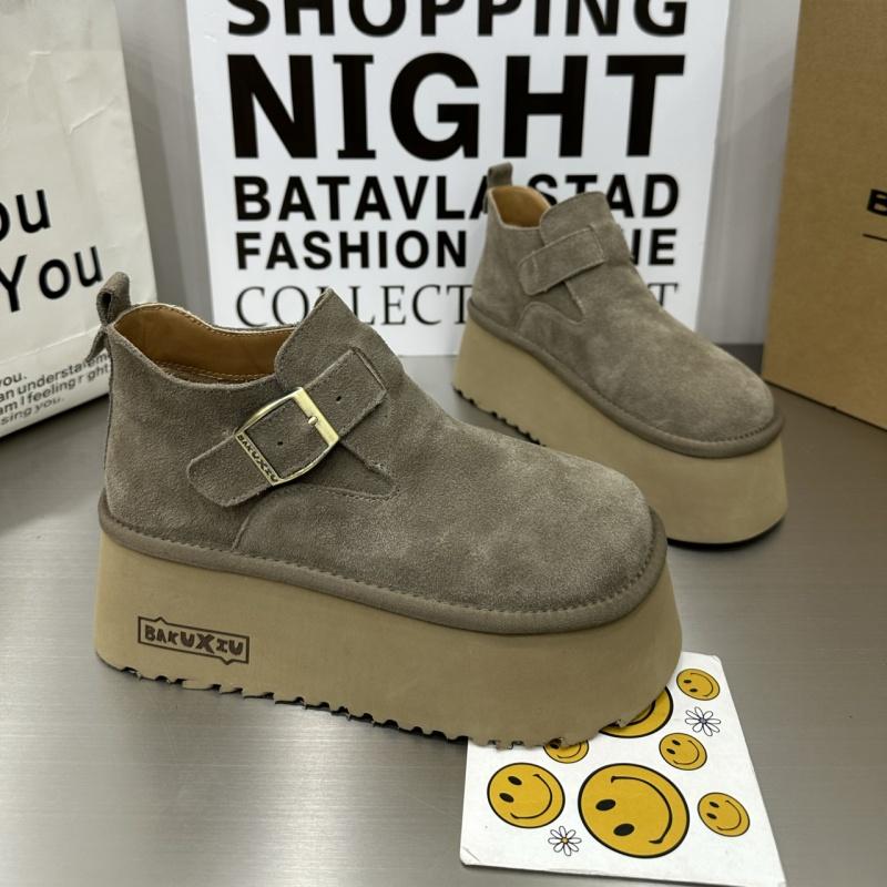 Fashion Platform Flats Women Suede Mules Shoes Winter 2025 Brand Trend Gladiator Casual Shoes Outdoor Non Slip Walking Zapatillas Mujer