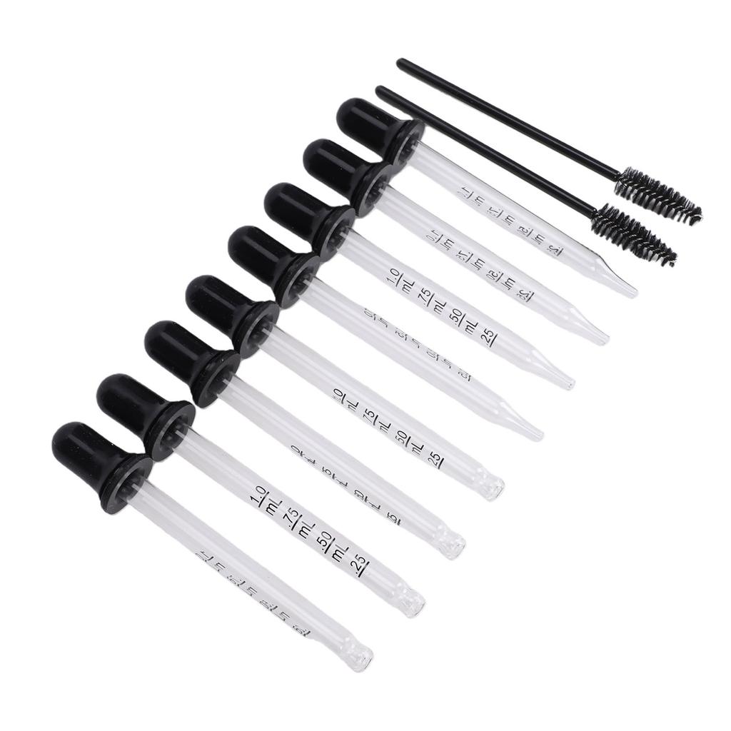 8 Pcs 1ml Glass Pipettes Droppers Eye Droppers with Black Food Grade Silicone Head for Liquid Essential Oil Ear Craft